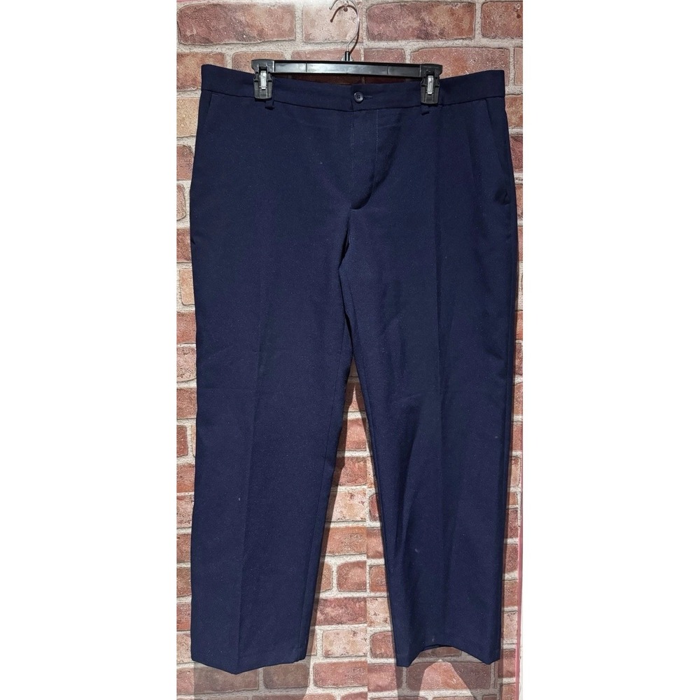 Geoffrey Beene Sport Mid-Rise Pleated Straight-Leg Pants Women's W38 L30 Navy